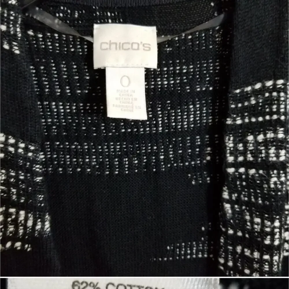 CHICO'S Aztec‎ boho black and white sweater vest Size 0 small